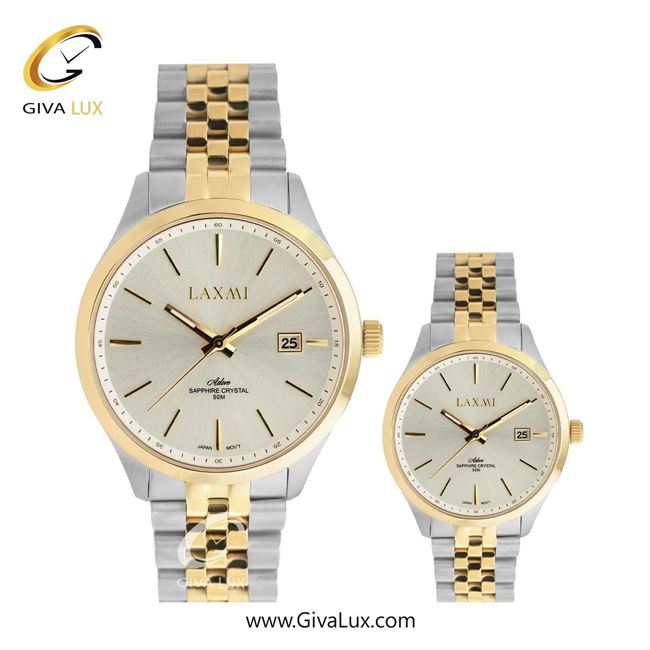 ساعت مچی اورجینال ست لاکسمی طلایی | نقره ای-طلایی| نقره ای| کد رفرنس زنانه: 8561-2L ، مردانه: 8561-2G