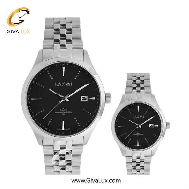 ساعت مچی اورجینال ست لاکسمی نقره ای | نقره ای| مشکی| کد رفرنس زنانه: 8561-5L ، مردانه: 8561-5G