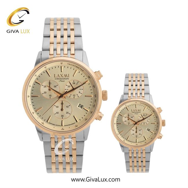 ساعت مچی اورجینال ست لاکسمی سه موتوره کرنوگراف رزگلد | نقره ای-رزگلد| شامپاینی| کد رفرنس زنانه: 8562-6L ، مردانه: 8562-6G