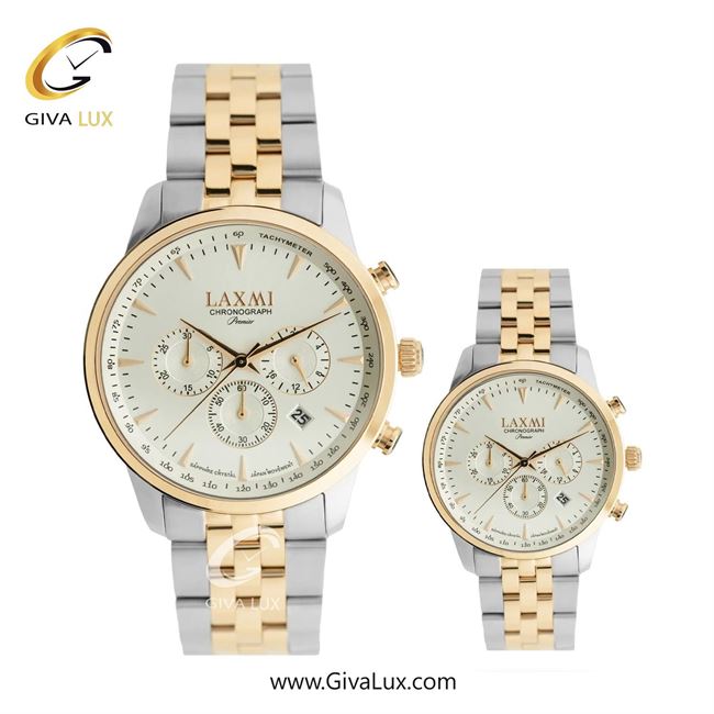 ساعت مچی اورجینال ست لاکسمی سه موتوره کرنوگراف طلایی | طلایی-نقره ای| نقره ای| کد رفرنس زنانه: 8563-4L ، مردانه: 8563-4G