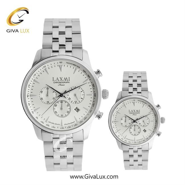ساعت مچی اورجینال ست لاکسمی سه موتوره کرنوگراف نقره ای | نقره ای| نقره ای| کد رفرنس زنانه: 8563-6L ، مردانه: 8563-6G