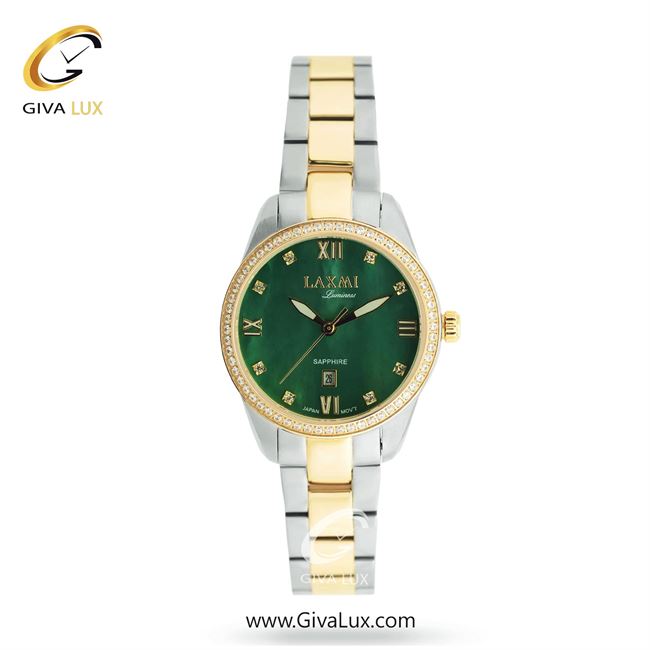 ساعت مچی اورجینال زنانه لاکسمی نقره ای-طلایی | طلایی-نقره ای| سبز یشمی تیره| کد رفرنس 2-8565