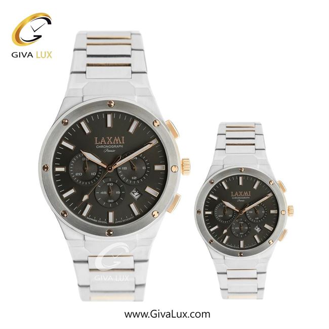 ساعت مچی اورجینال ست لاکسمی سه موتوره کرنوگراف نقره ای | نقره ای-رزگلد| دودی|تیتانیوم| کد رفرنس زنانه:8568-2L، مردانه:8568-2G