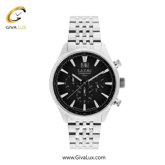 ساعت مچی اورجینال مردانه لاکسمی سه موتوره کرنوگراف نقره ای | نقره ای| مشکی| کد رفرنس 6-8570