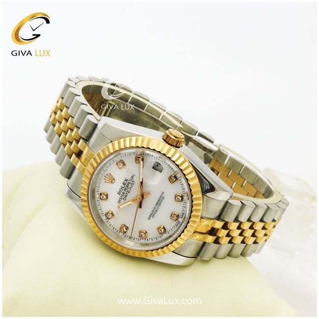 ساعت مچی مردانه فول استیل رولکس مدل دیت جاست طلایی | نقره ای| سفید صدفی|