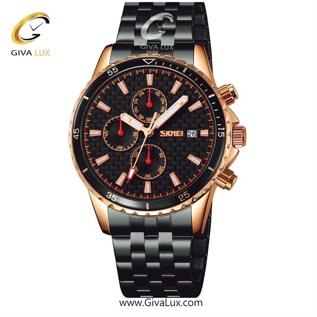 ساعت مچی اورجینال اسکمی مردانه سه موتوره فول تایم طلایی | مشکی | مشکی | کد رفرنس 9334