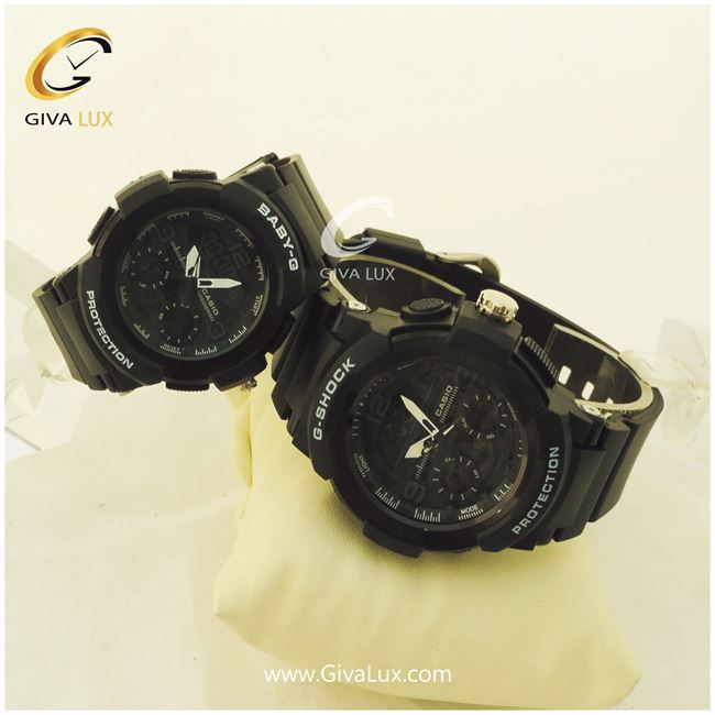 ست ساعت مردانه و زنانه مشکی جی شاک 