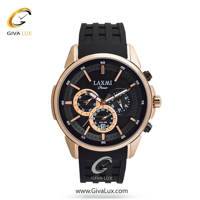 ساعت مچی اورجینال مردانه لاکسمی سه موتوره کرنوگراف رزگلد | مشکی| مشکی| کد رفرنس 2-8805
