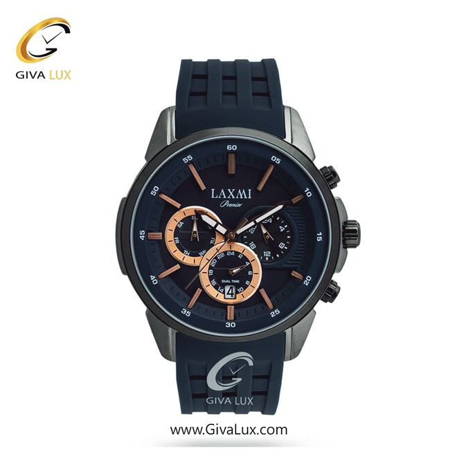 ساعت مچی اورجینال مردانه لاکسمی سه موتوره کرنوگراف تیتانیوم | سرمه ای| سرمه ای| کد رفرنس 3-8805