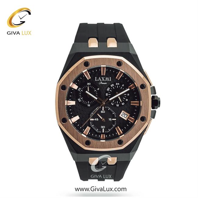 ساعت مچی اورجینال مردانه لاکسمی سه موتوره کرنوگراف مشکی-رزگلد | مشکی| مشکی| کد رفرنس 2-8806