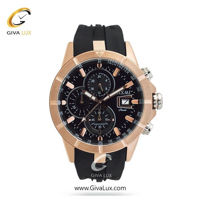 ساعت مچی اورجینال مردانه لاکسمی سه موتوره کرنوگراف رزگلد | مشکی| مشکی| کد رفرنس 2-8807