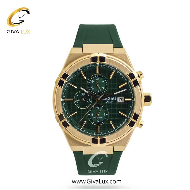 ساعت مچی اورجینال مردانه لاکسمی سه موتوره کرنوگراف طلایی | سبز| سبز| کد رفرنس 4-8808