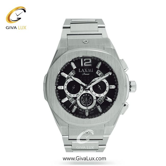 ساعت مچی اورجینال مردانه لاکسمی سه موتوره کرنوگراف نقره ای | نقره ای| مشکی| کد رفرنس 4-8814