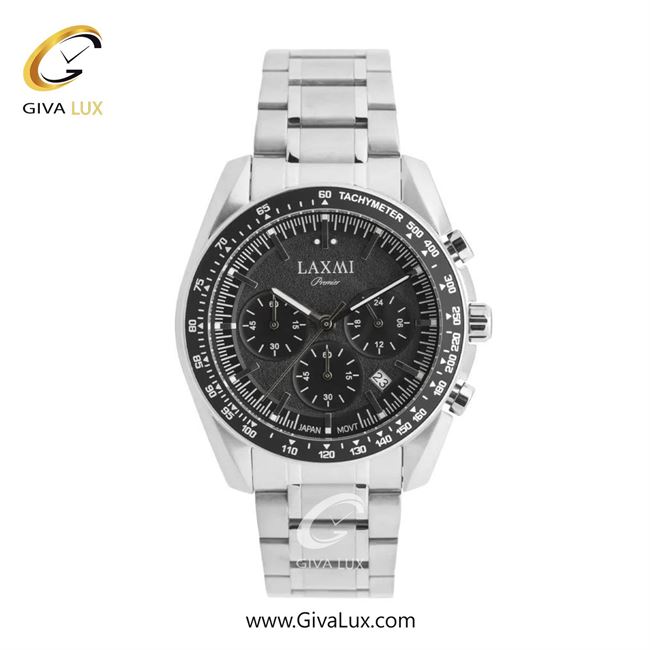 ساعت مچی اورجینال مردانه لاکسمی سه موتوره کرنوگراف نقره ای | نقره ای| مشکی| کد رفرنس 1-8817