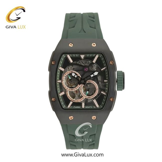 ساعت مچی اورجینال مردانه لاکسمی دو موتوره زیر ثانیه تیتانیوم | سبز یشمی تیره| دودی|تیتانیوم| کد رفرنس 8820-4
