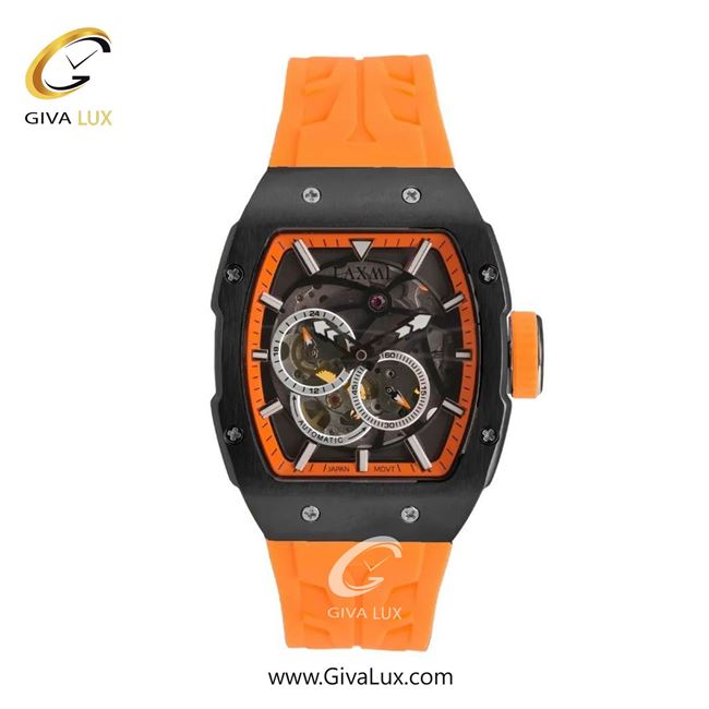 ساعت مچی اورجینال مردانه لاکسمی دو موتوره زیر ثانیه مشکی | نارنجی| دودی|تیتانیوم| کد رفرنس 8820-5