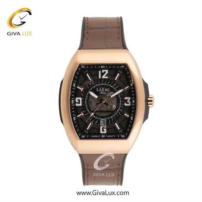 ساعت مچی اورجینال مردانه لاکسمی رزگلد | قهوه ای| مشکی| کد رفرنس 8834-3