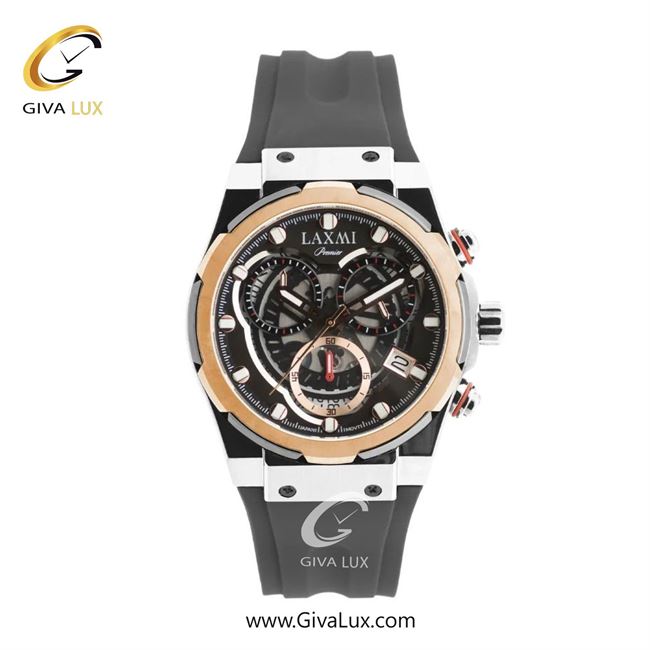 ساعت مچی اورجینال مردانه لاکسمی سه موتوره کرنوگراف رزگلد | طوسی| مشکی| کد رفرنس 8835-1