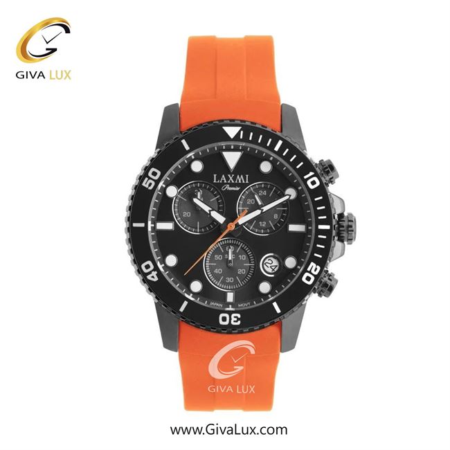 ساعت مچی اورجینال مردانه لاکسمی سه موتوره کرنوگراف تیتانیوم | نارنجی| مشکی| کد رفرنس 8837-2