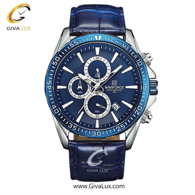 ساعت مچی مردانه بند چرم سه موتوره کرنوگراف ناوی فورس  NF8001 S/BE