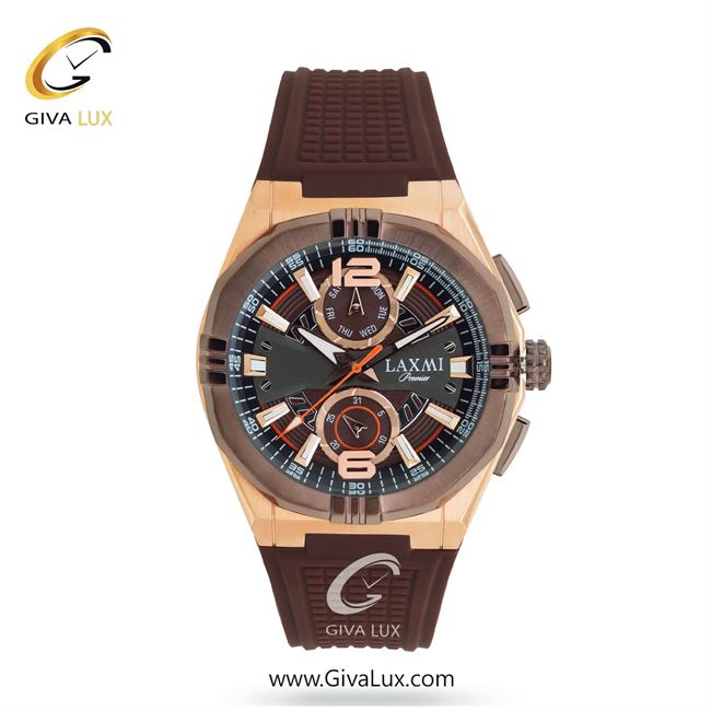 ساعت مچی اورجینال مردانه لاکسمی سه موتوره فول تایم رزگلد | قهوه ای| قهوه ای| کد رفرنس 2-8900