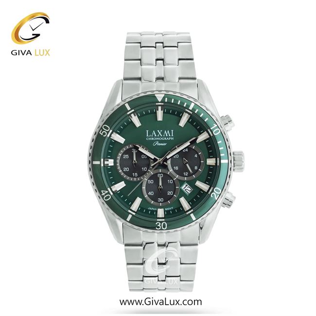 ساعت مچی اورجینال مردانه لاکسمی سه موتوره کرنوگراف سبز-نقره ای | نقره ای| سبز| کد رفرنس 2-8904