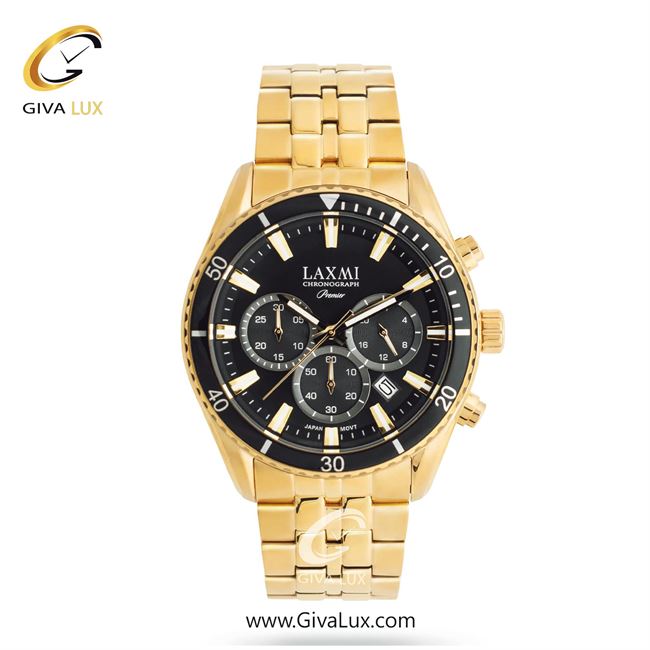 ساعت مچی اورجینال مردانه لاکسمی سه موتوره کرنوگراف طلایی-مشکی | طلایی| مشکی| کد رفرنس 6-8904