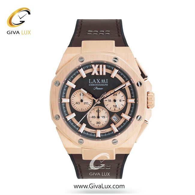 ساعت مچی اورجینال مردانه لاکسمی سه موتوره کرنوگراف رزگلد | قهوه ای| مشکی-رزگلد| کد رفرنس 3-8906