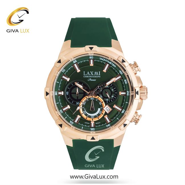 ساعت مچی اورجینال مردانه لاکسمی سه موتوره کرنوگراف رزگلد | سبز| سبز| کد رفرنس 3-8908