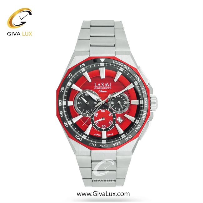 ساعت مچی اورجینال مردانه لاکسمی سه موتوره کرنوگراف تیتانیوم-قرمز | نقره ای| قرمز| کد رفرنس 3-8909