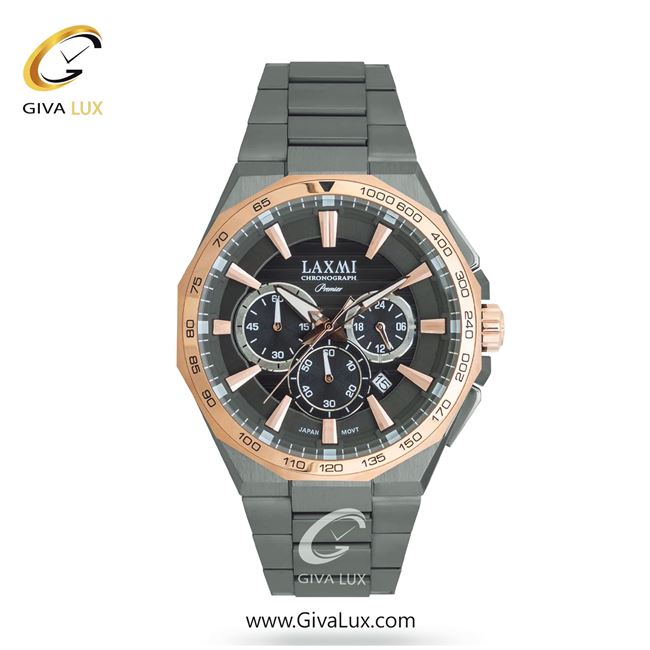 ساعت مچی اورجینال مردانه لاکسمی سه موتوره کرنوگراف رزگلد-تیتانیوم | تیتانیوم(زغالی)| دودی|تیتانیوم| کد رفرنس 7-8909