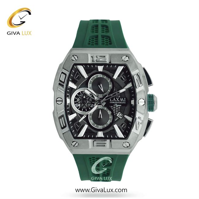ساعت مچی اورجینال مردانه لاکسمی سه موتوره کرنوگراف تیتانیوم | سبز| مشکی| کد رفرنس 1-8911