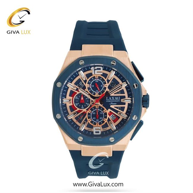 ساعت مچی اورجینال مردانه لاکسمی سه موتوره کرنوگراف رزگلد-سرمه ای | سرمه ای| سرمه ای| کد رفرنس 2-8912