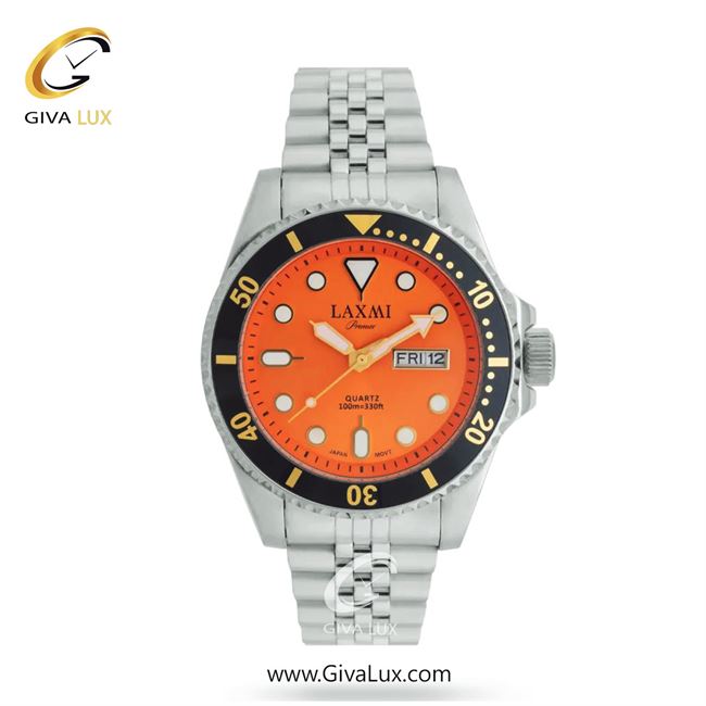 ساعت مچی اورجینال مردانه لاکسمی نقره ای-مشکی | نقره ای| نارنجی| کد رفرنس 2-8913