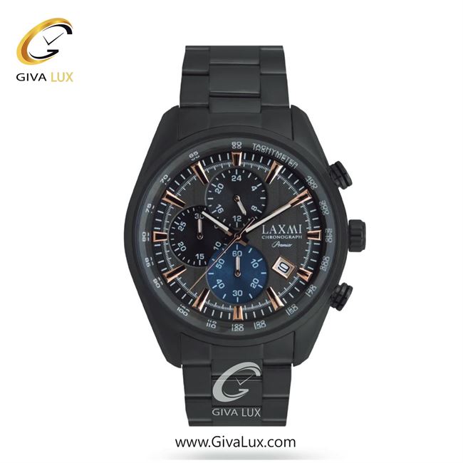 ساعت مچی اورجینال مردانه لاکسمی سه موتوره کرنوگراف مشکی | مشکی| دودی|تیتانیوم| کد رفرنس 3-8915
