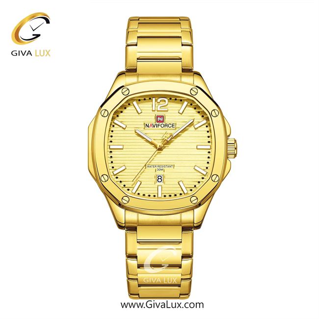 ساعت مچی اورجینال مردانه ناوی فورس|Naviforce|نوی فورس|نیوی فورس طلایی | طلایی| طلایی| کد رفرنس NF9243 S G/G