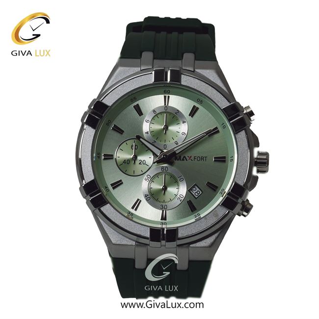 ساعت مچی اورجینال مردانه مکس فورت (MAXFORT) سه موتوره کرنوگراف نقره ای | سبز| سبز| کد رفرنس MX-9001G-120
