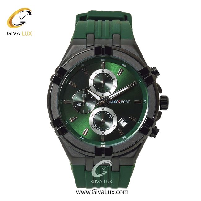ساعت مچی اورجینال مردانه مکس فورت (MAXFORT) سه موتوره کرنوگراف طوسی | سبز| سبز| کد رفرنس MX-9001G-130