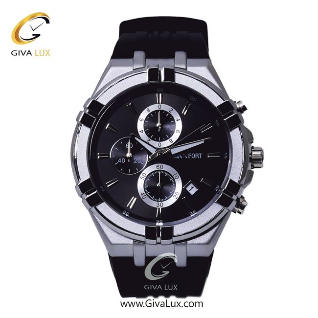 ساعت مچی اورجینال مردانه مکس فورت (MAXFORT) سه موتوره کرنوگراف نقره ای | مشکی| مشکی| کد رفرنس MX-9001G-20