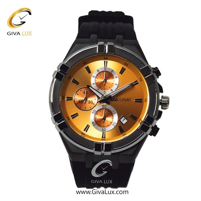 ساعت مچی اورجینال مردانه مکس فورت (MAXFORT) سه موتوره کرنوگراف نقره ای | مشکی| نارنجی| کد رفرنس MX-9001G-40