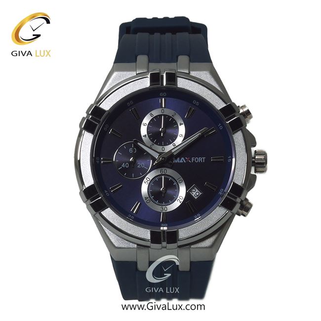 ساعت مچی اورجینال مردانه مکس فورت (MAXFORT) سه موتوره کرنوگراف نقره ای | سرمه ای| سرمه ای| کد رفرنس MX-9001G-80