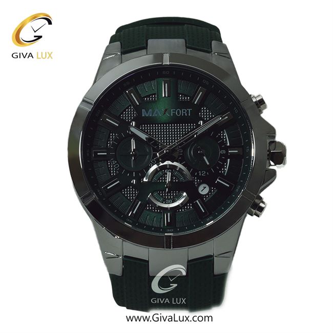 ساعت مچی اورجینال مردانه مکس فورت (MAXFORT) سه موتوره کرنوگراف نقره ای | سبز| سبز| کد رفرنس MX-9002G-110