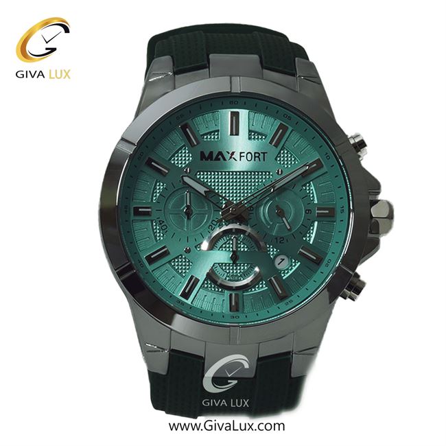 ساعت مچی اورجینال مردانه مکس فورت (MAXFORT) سه موتوره کرنوگراف نقره ای | سبز| سبز| کد رفرنس MX-9002G-120