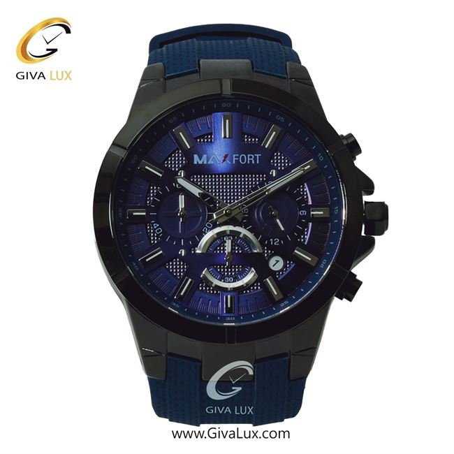ساعت مچی اورجینال مردانه مکس فورت (MAXFORT) سه موتوره کرنوگراف مشکی | آبی| آبی کاربنی| کد رفرنس MX-9002G-130
