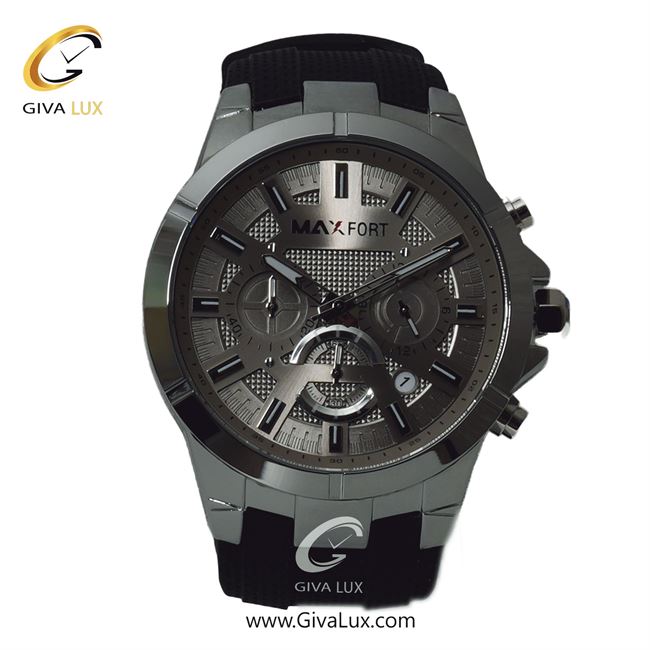 ساعت مچی اورجینال مردانه مکس فورت (MAXFORT) سه موتوره کرنوگراف نقره ای | مشکی| نقره ای| کد رفرنس MX-9002G-70