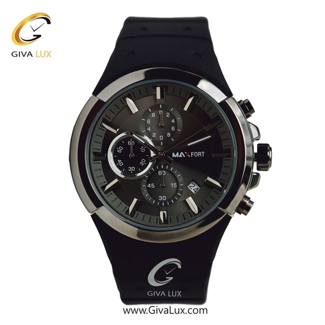 ساعت مچی اورجینال مردانه مکس فورت (MAXFORT) سه موتوره کرنوگراف نقره ای | مشکی| مشکی| کد رفرنس MX-9003G-00