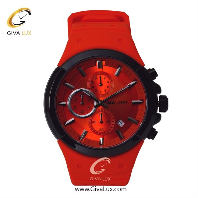 ساعت مچی اورجینال مردانه مکس فورت (MAXFORT) سه موتوره کرنوگراف مشکی | نارنجی| نارنجی| کد رفرنس MX-9003G-100