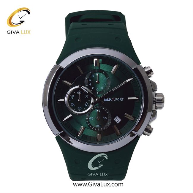 ساعت مچی اورجینال مردانه مکس فورت (MAXFORT) سه موتوره کرنوگراف نقره ای | سبز| سبز| کد رفرنس MX-9003G-120