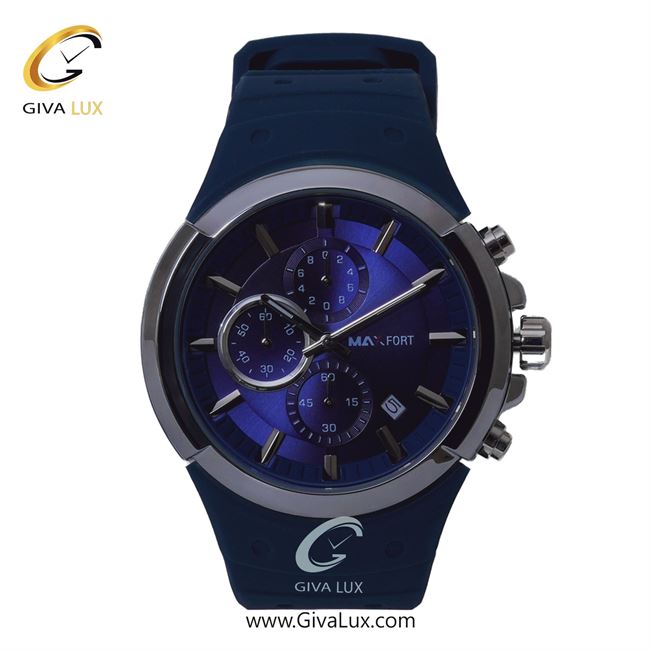 ساعت مچی اورجینال مردانه مکس فورت (MAXFORT) سه موتوره کرنوگراف نقره ای | سرمه ای| آبی کاربنی| کد رفرنس MX-9003G-140