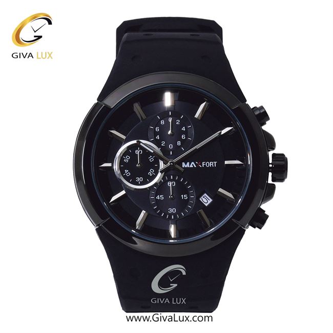 ساعت مچی اورجینال مردانه مکس فورت (MAXFORT) سه موتوره کرنوگراف مشکی | مشکی| مشکی| کد رفرنس MX-9003G-30
